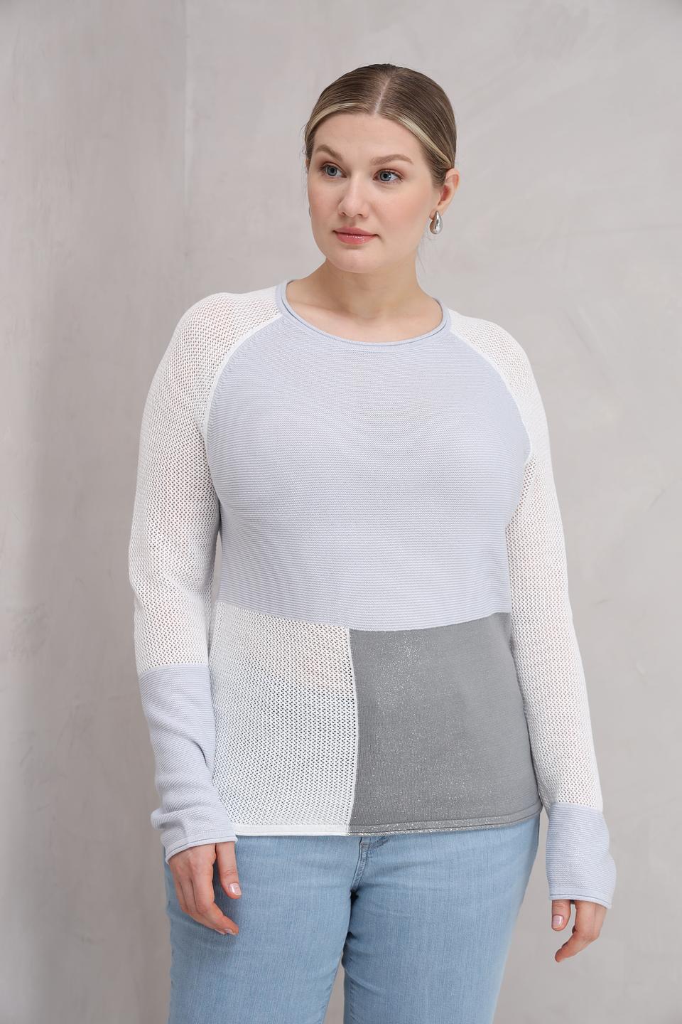 Пуловер Rabe collection комбинированный светло-серый