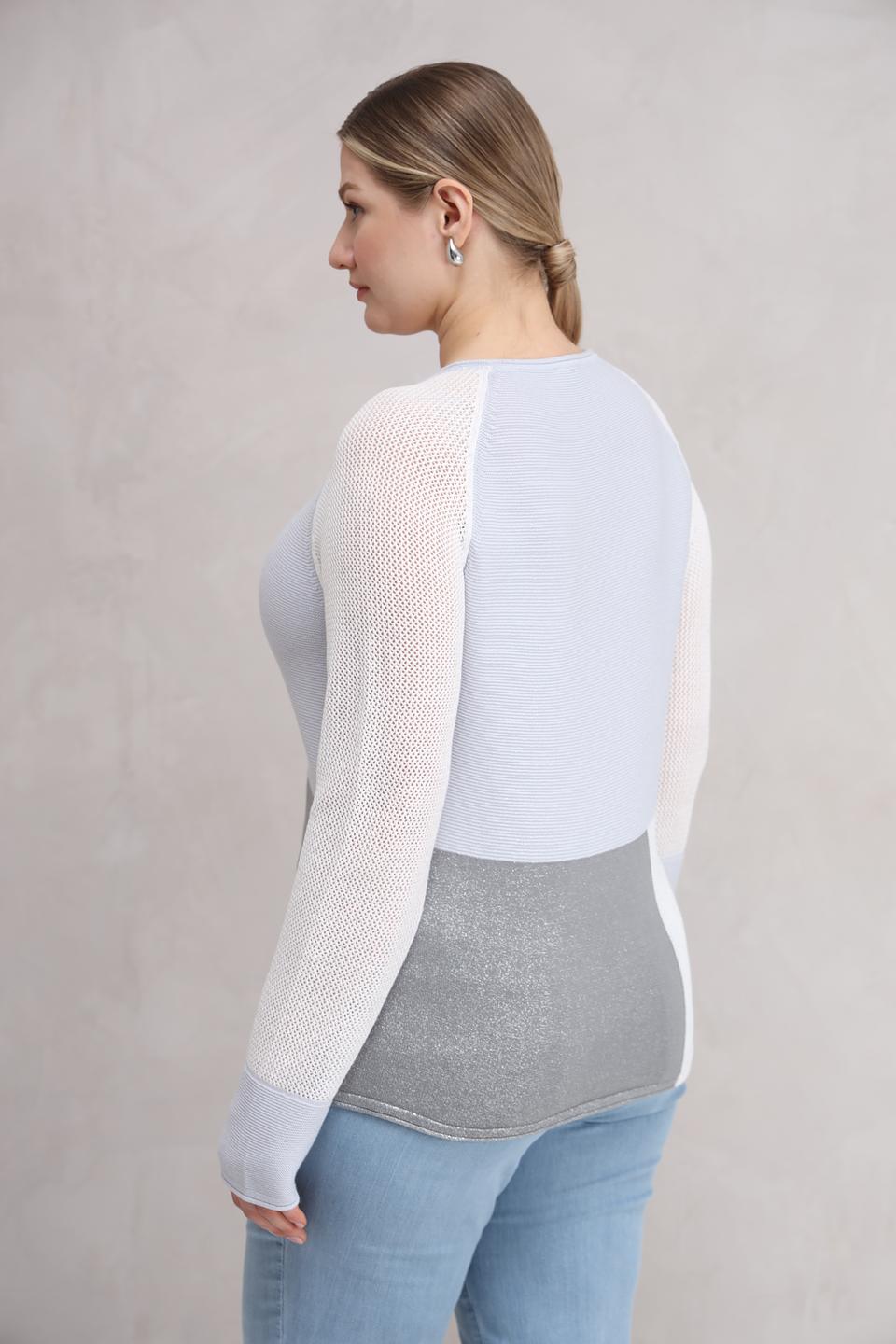 Пуловер Rabe collection комбинированный светло-серый