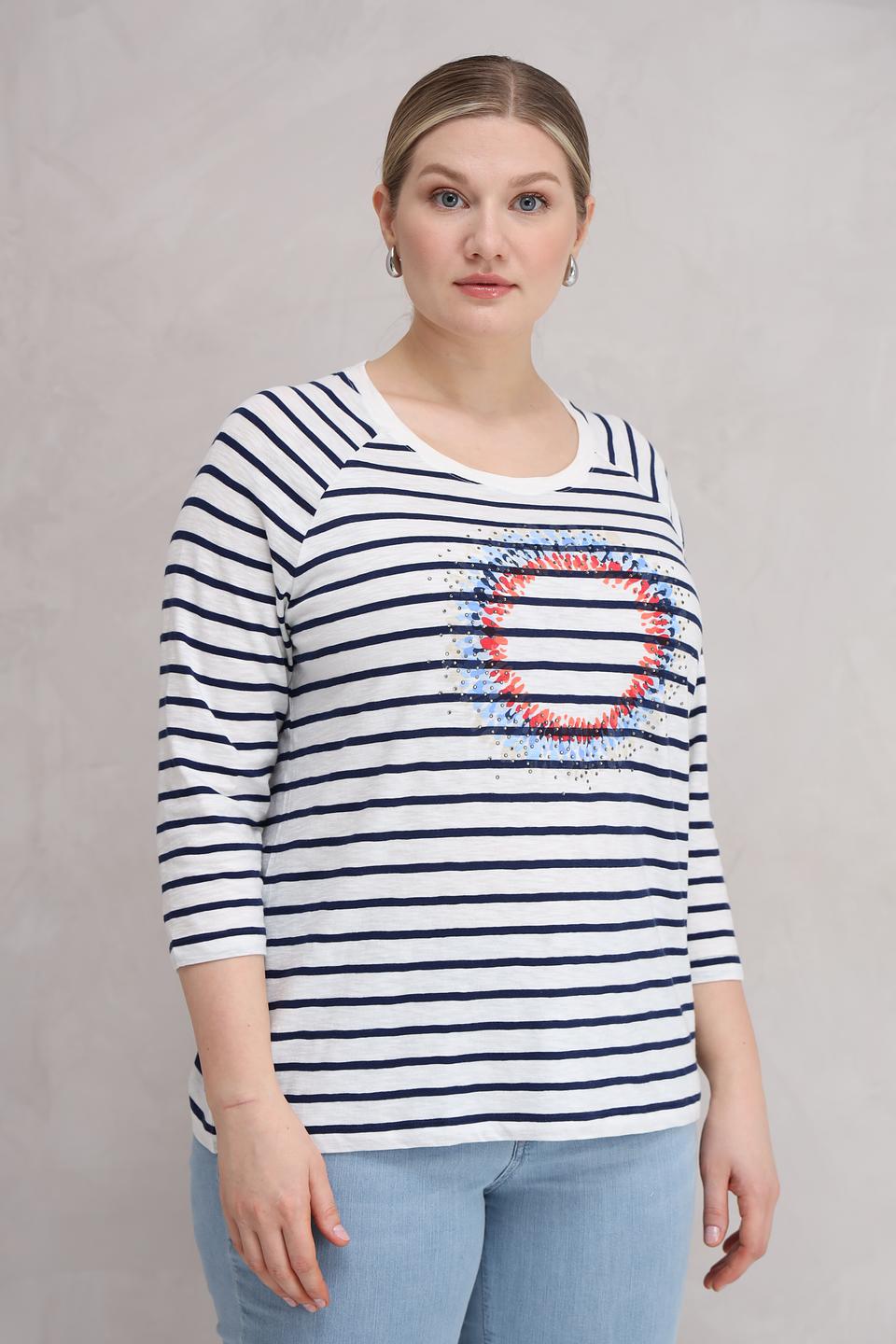 Блуза Olsen в полоску с аппликацией