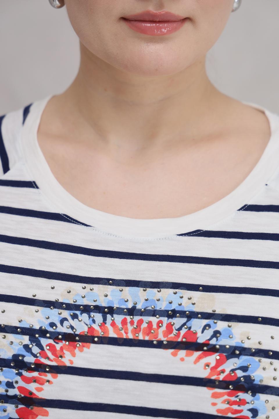 Блуза Olsen в полоску с аппликацией