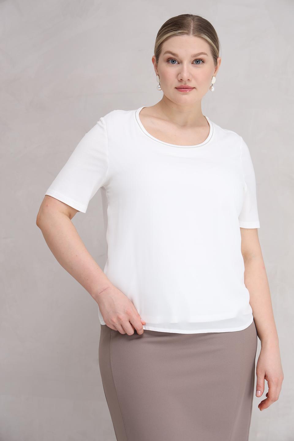 Блуза Frank Walder белая с округлым вырезом