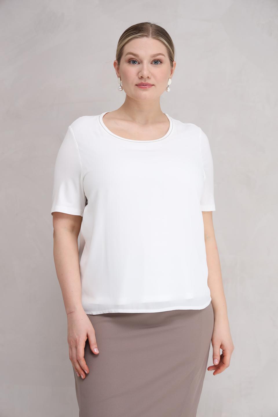 Блуза Frank Walder белая с округлым вырезом
