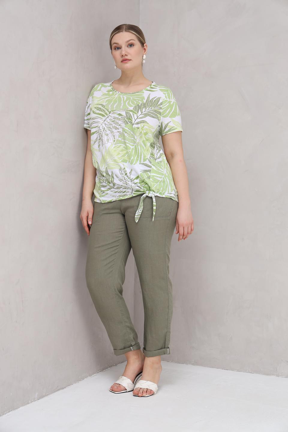 Блуза Olsen с принтом и завязкой лайм
