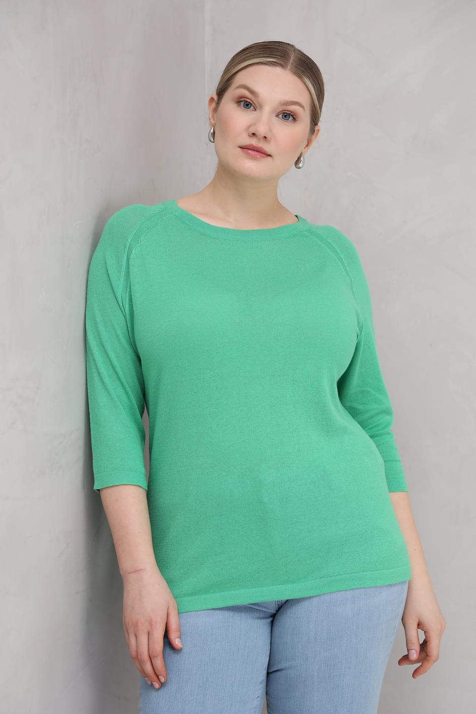 Пуловер Lebek зелёный 3/4