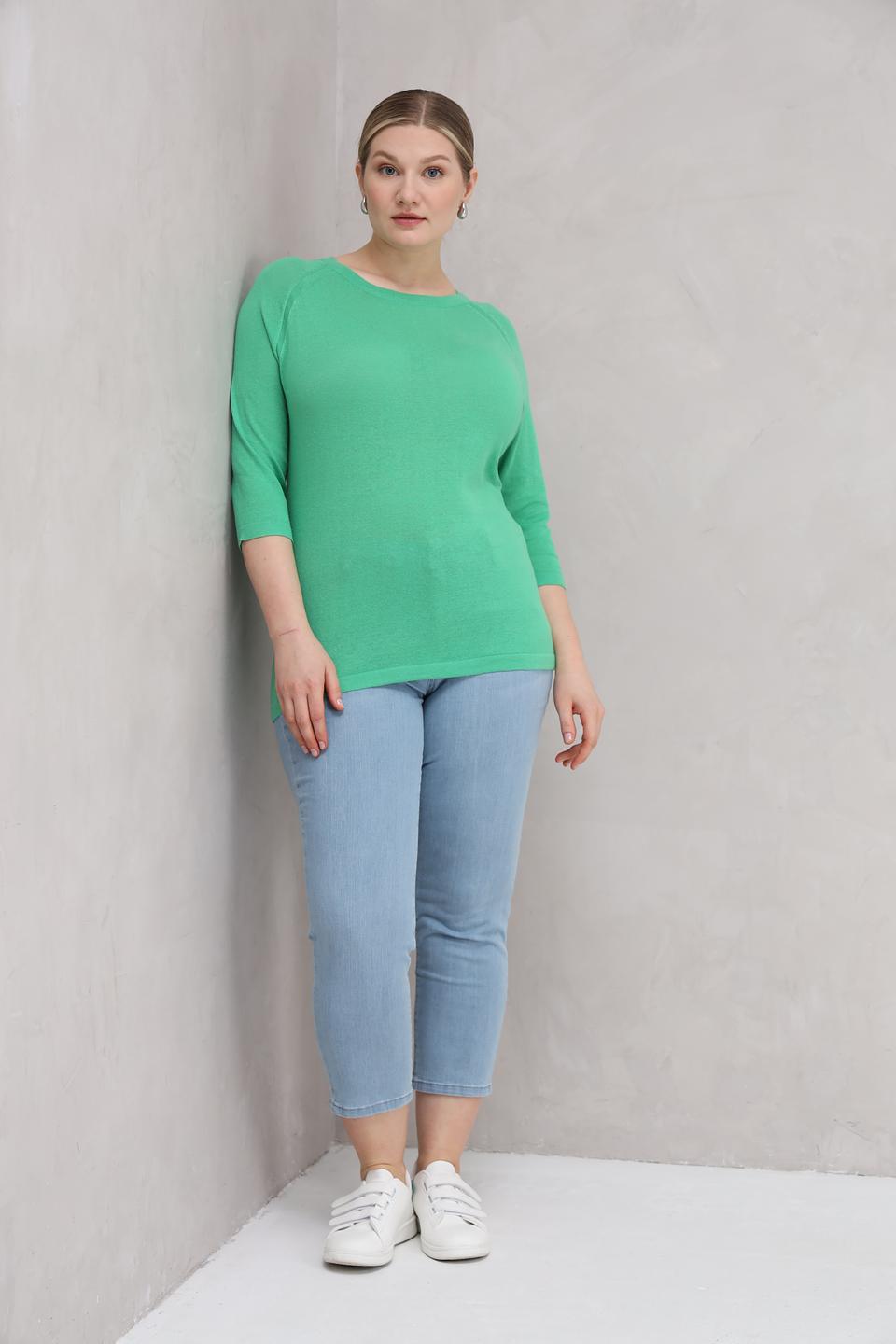 Пуловер Lebek зелёный 3/4