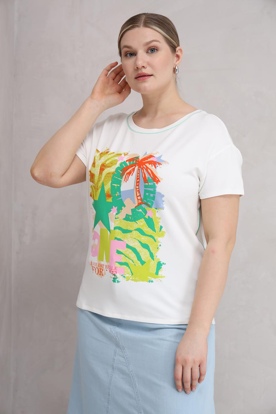 Футболка Lebek с тропическим принтом