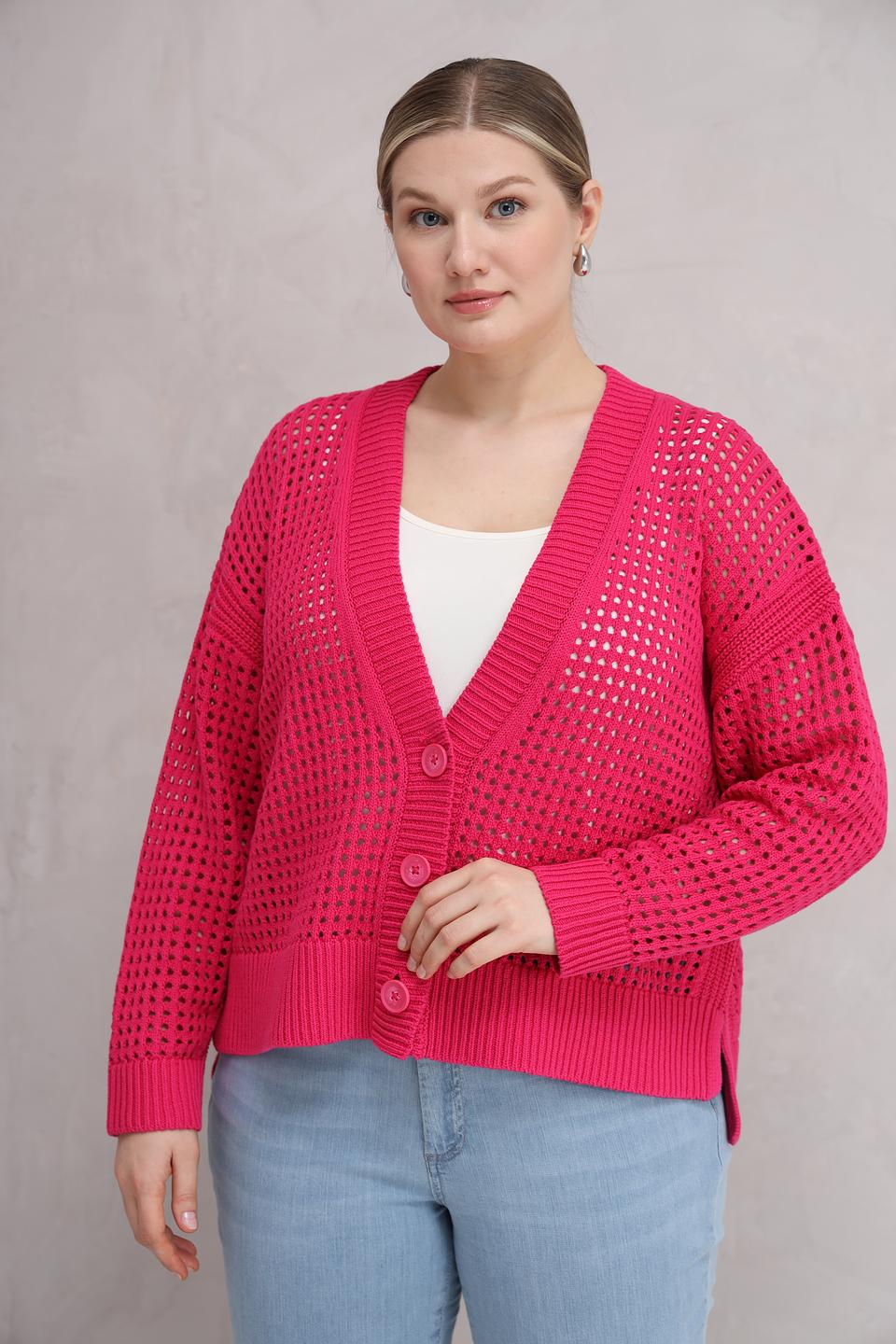 Жакет Lecomte малиновый ажурный