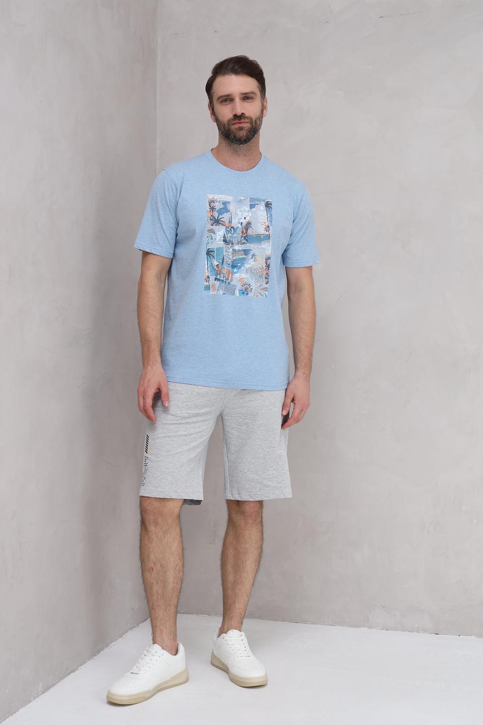 Футболка Casa Moda с принтом голубая