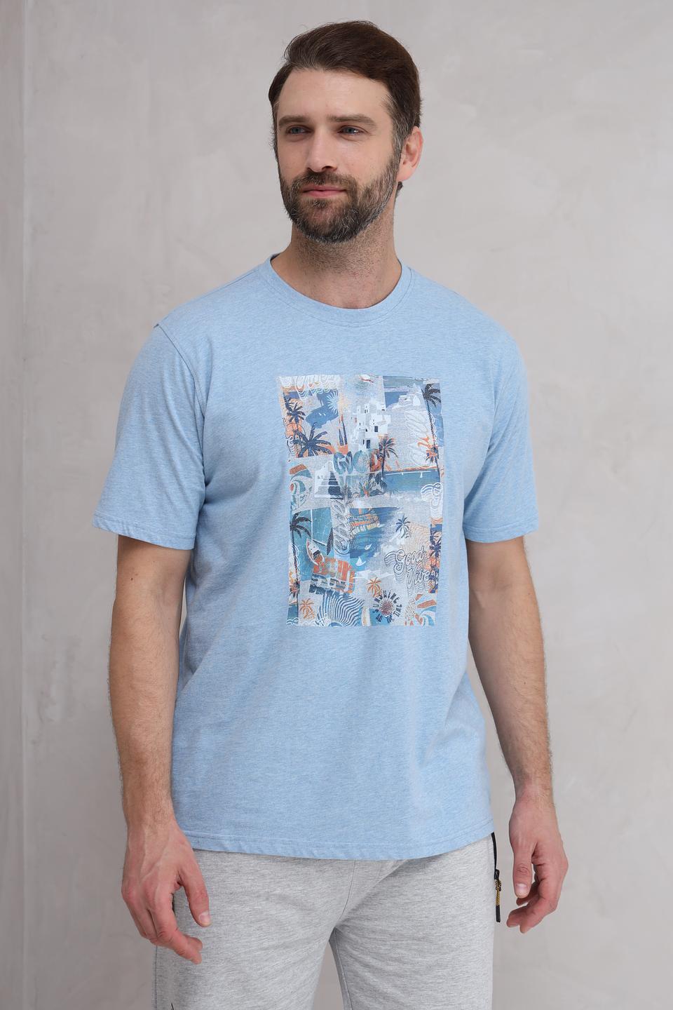 Футболка Casa Moda с принтом голубая