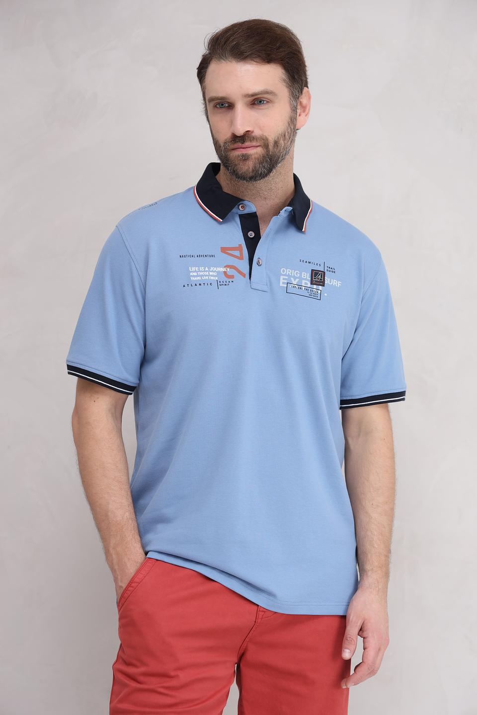 Поло Casa Moda голубое с принтом