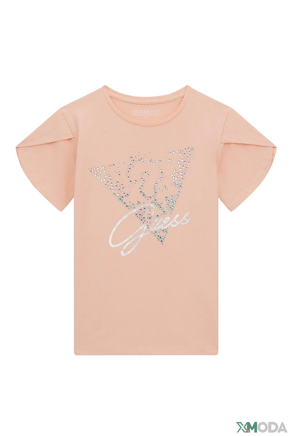Футболка Guess дев. с пайетками персиковый