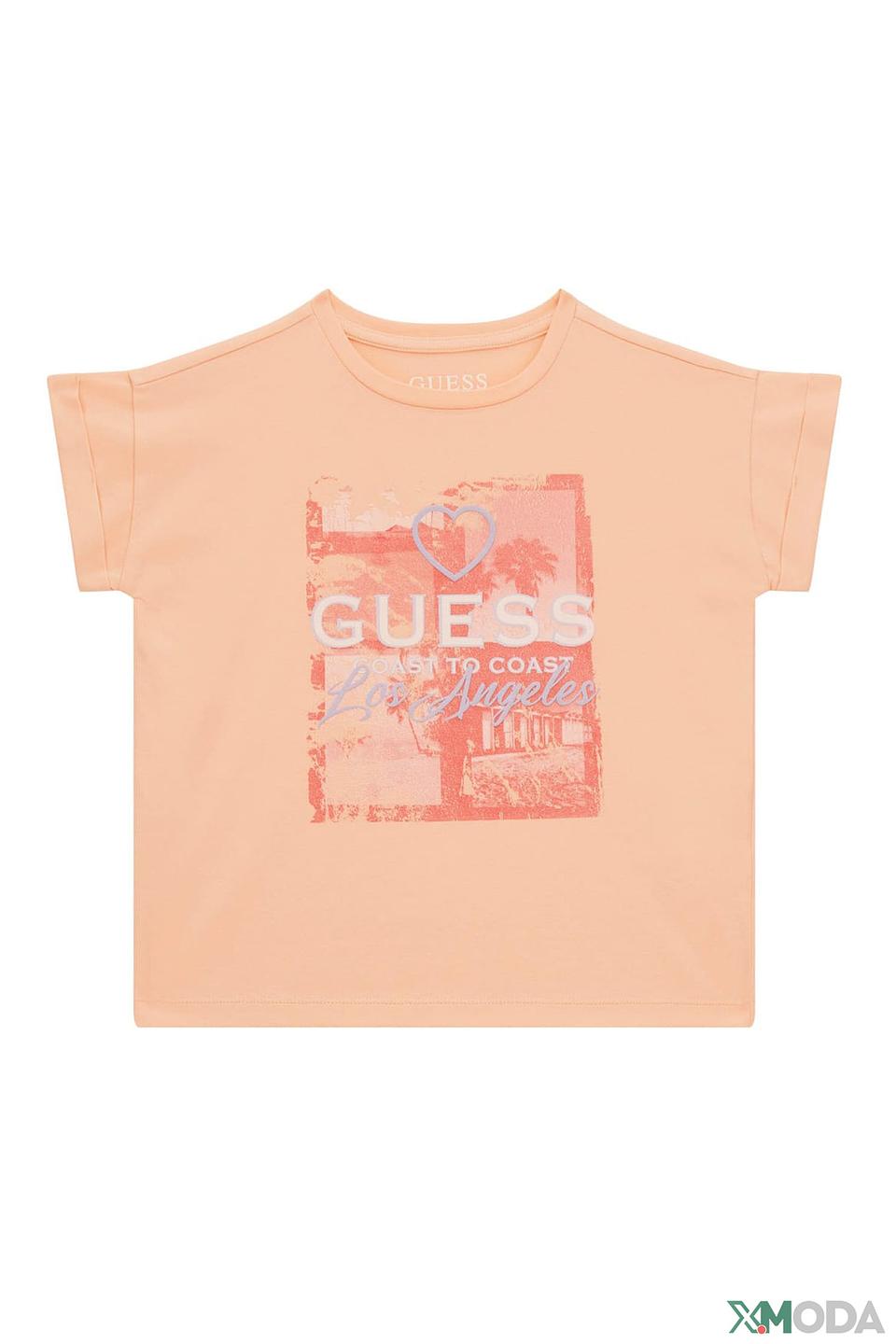 Футболка Guess дев. с принтом оранжевый