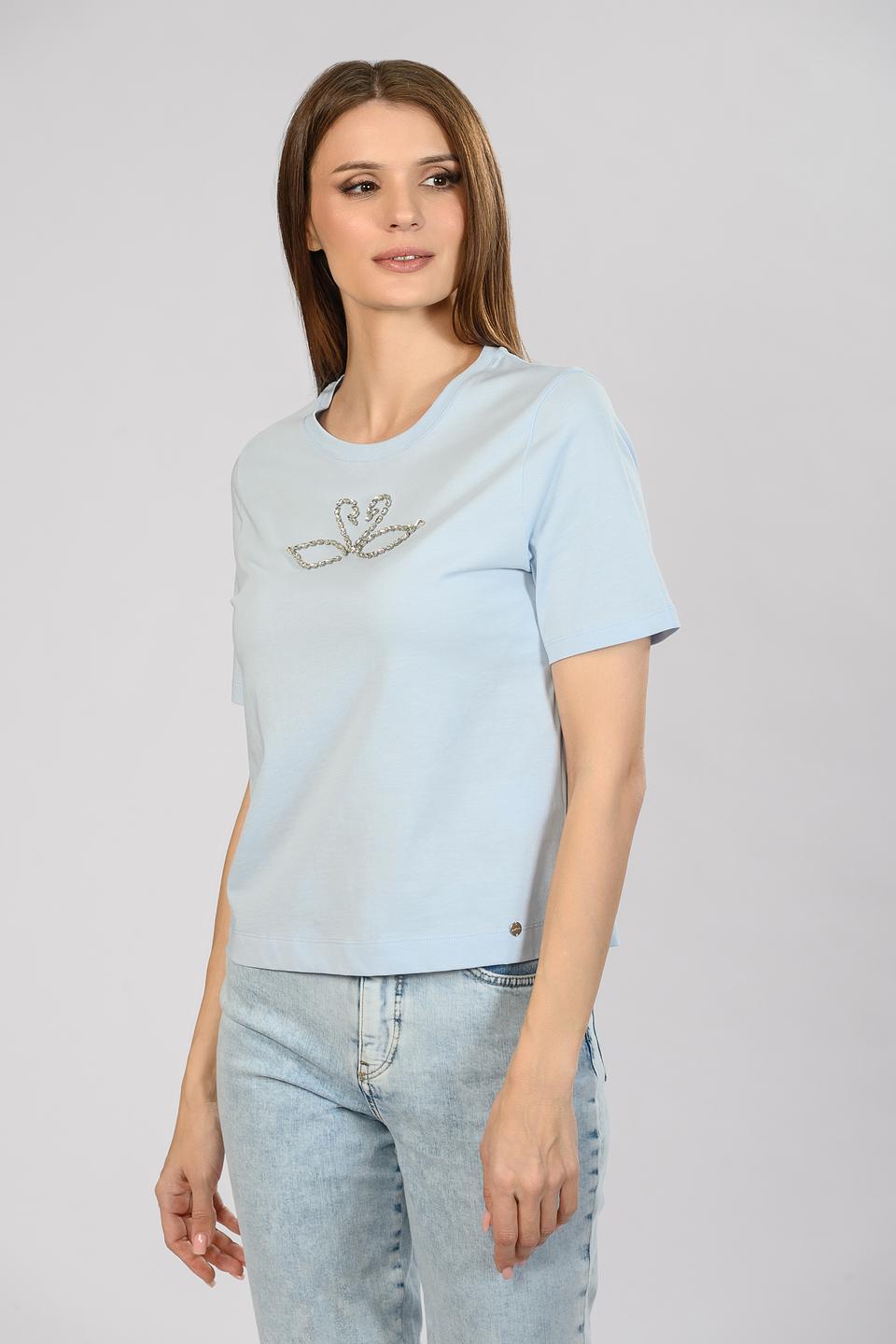 Футболка Marc Cain с вышивкой голубой