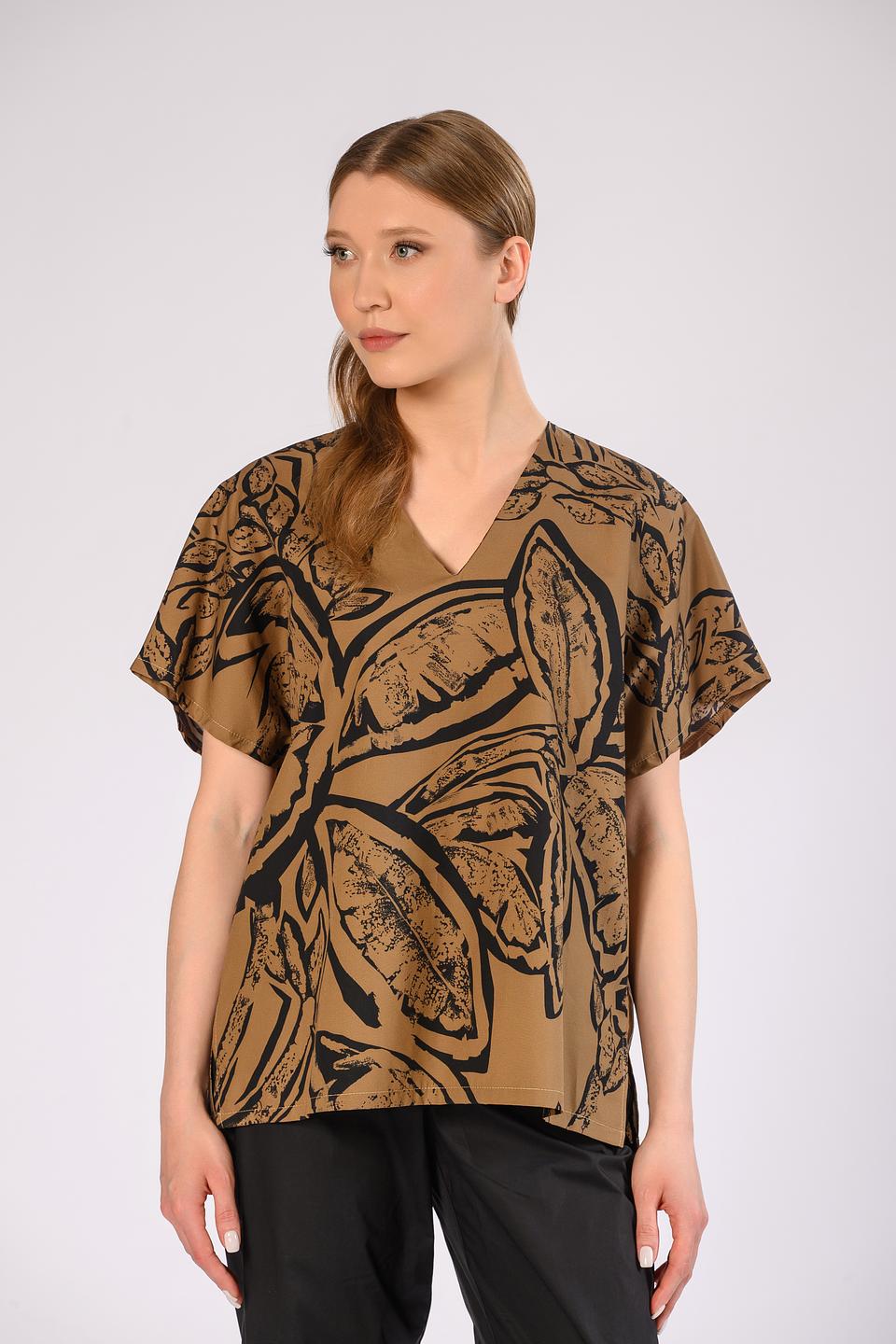 Блуза Icona с принтом коричневая