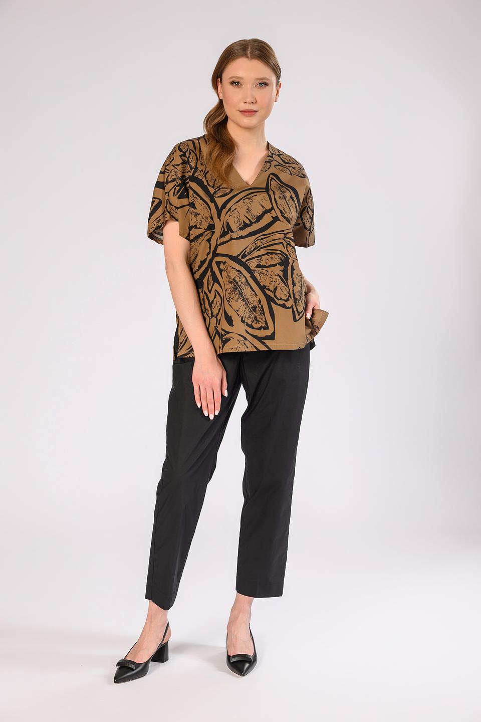 Блуза Icona с принтом коричневая