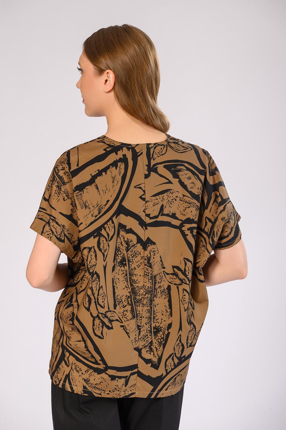 Блуза Icona с принтом коричневая