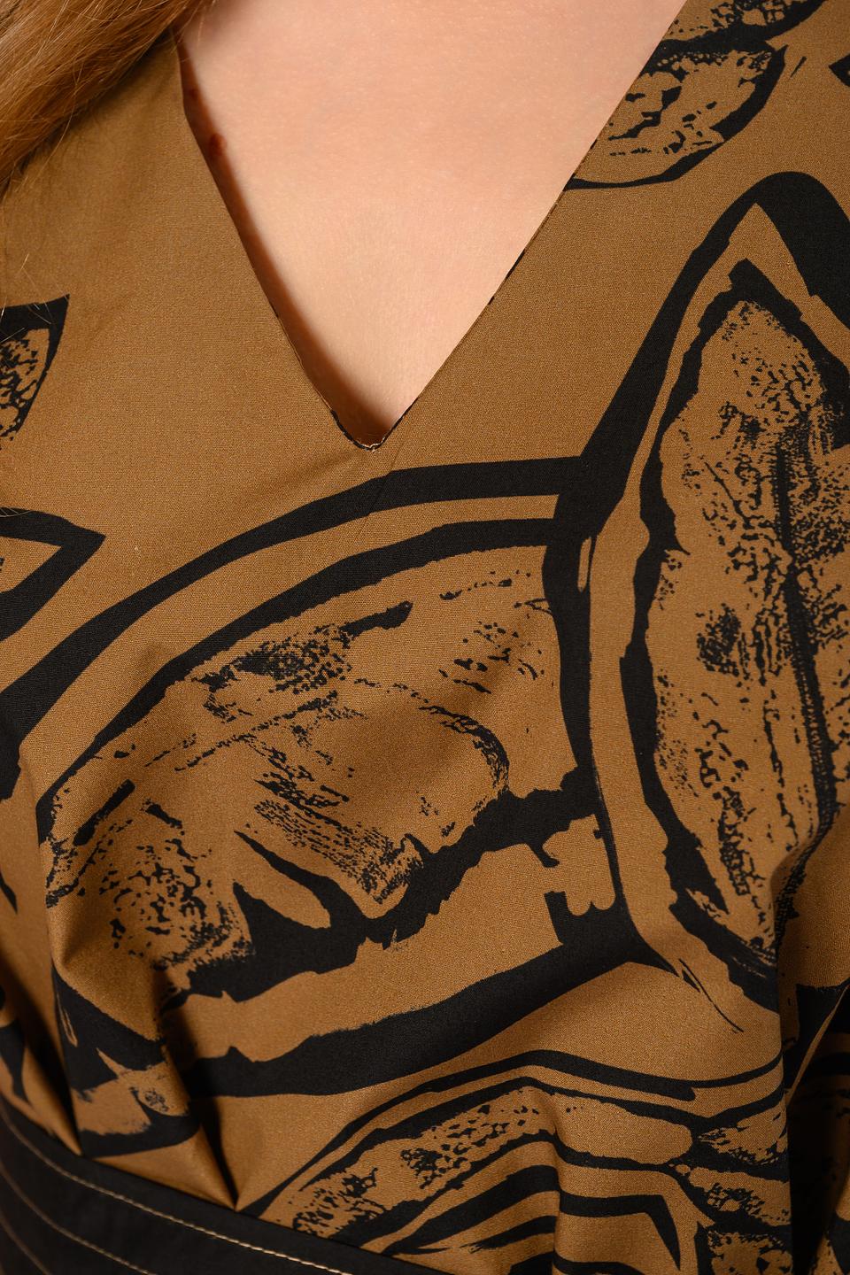 Блуза Icona с принтом коричневая