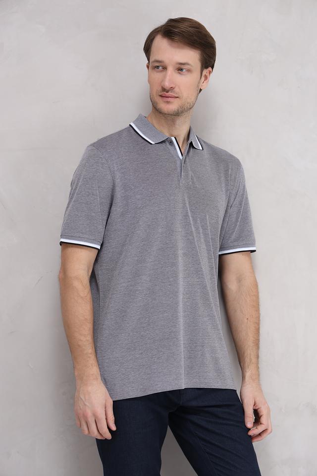 Поло Bugatti серое с белой отделкой