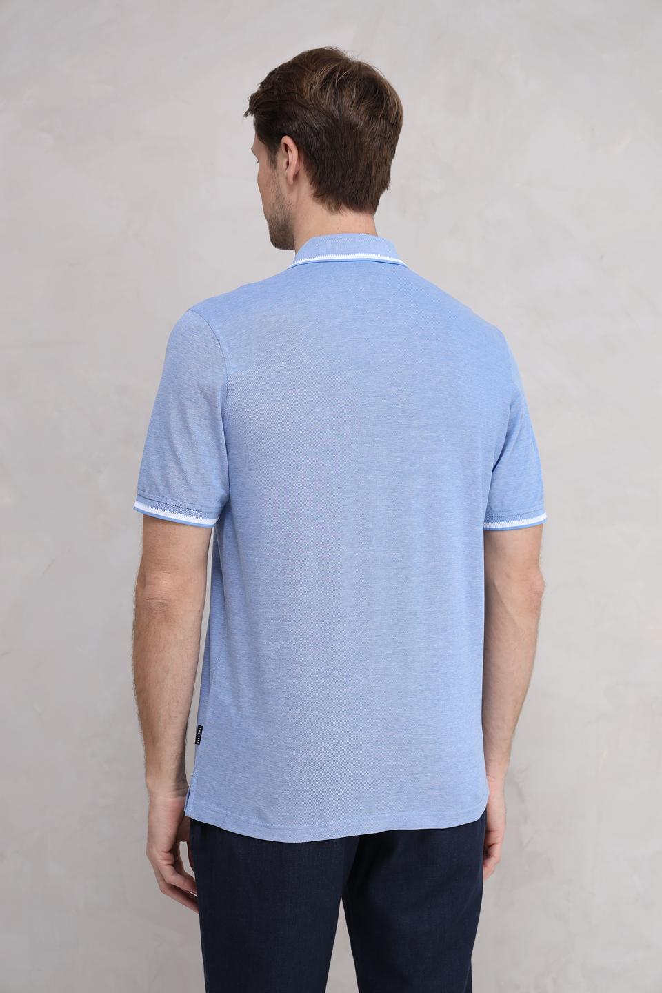 Поло Bugatti голубое с белой отделкой