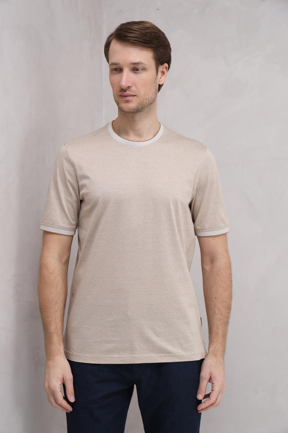 Футболка Bugatti с окантовкой бежевая