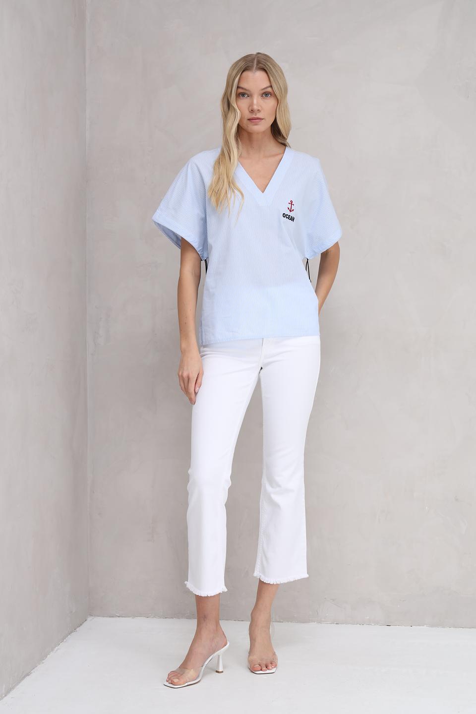 Блуза Margittes в полоску голубую