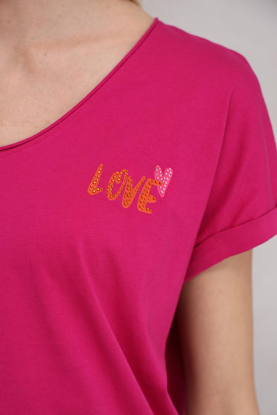 Футболка Oui с вышивкой LOVE малиновая