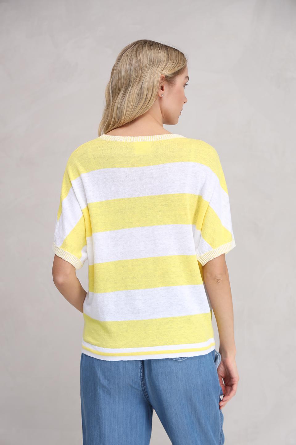 Пуловер Oui в полоску жёлтый