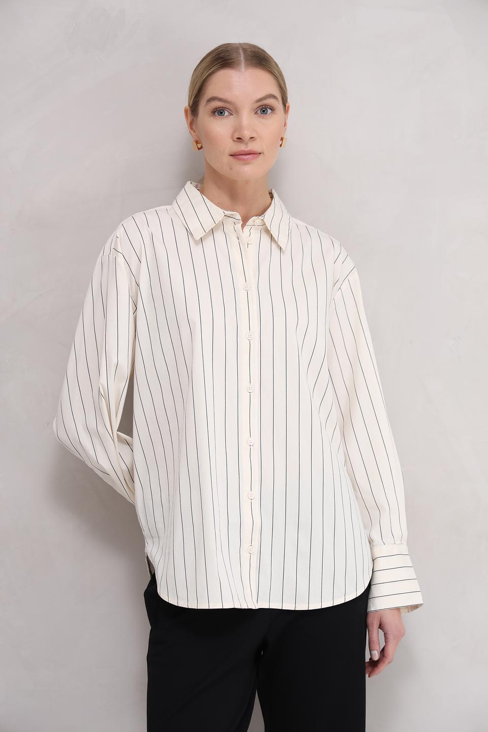 Рубашка Tom Tailor в полоску кремовый