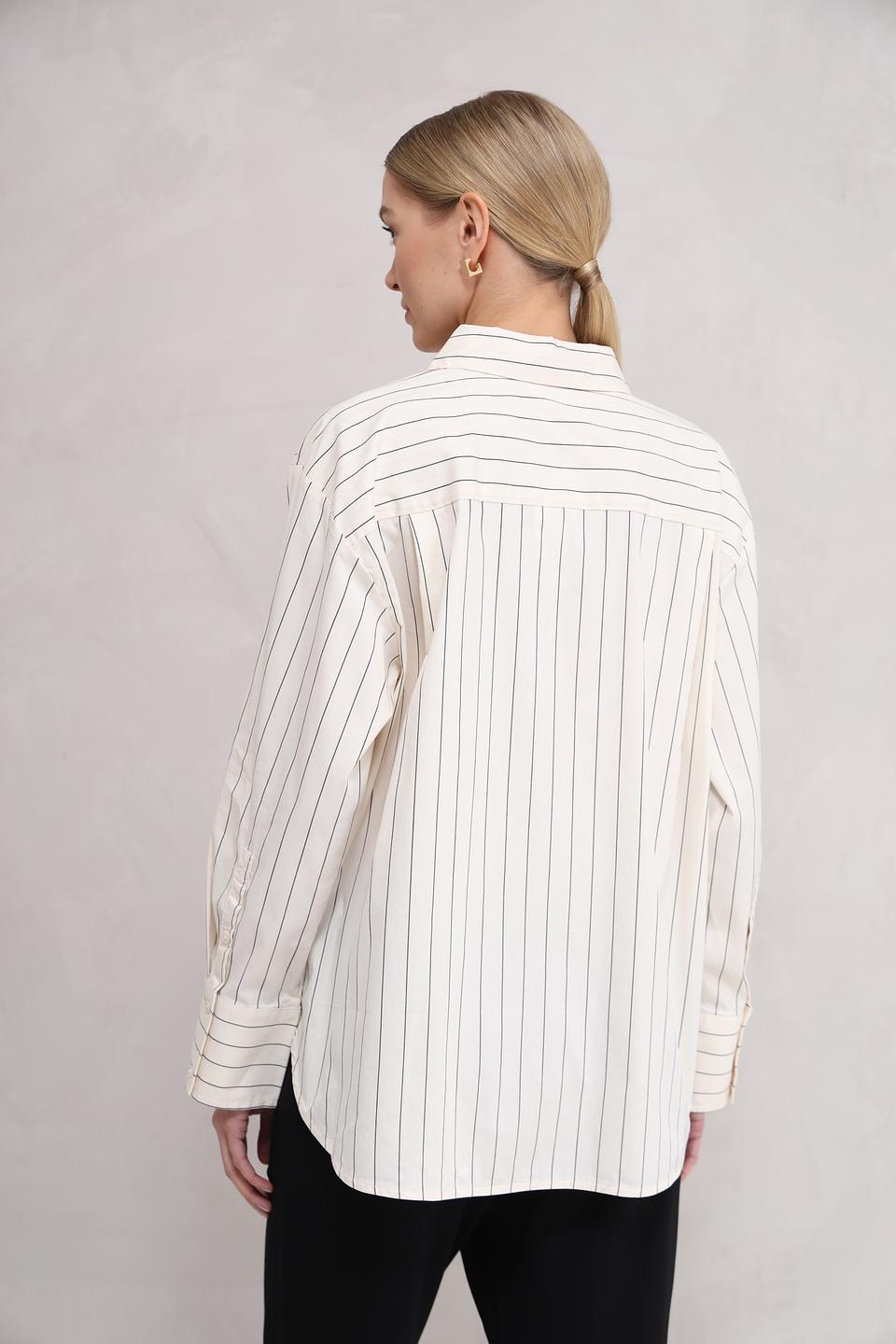 Рубашка Tom Tailor в полоску кремовый