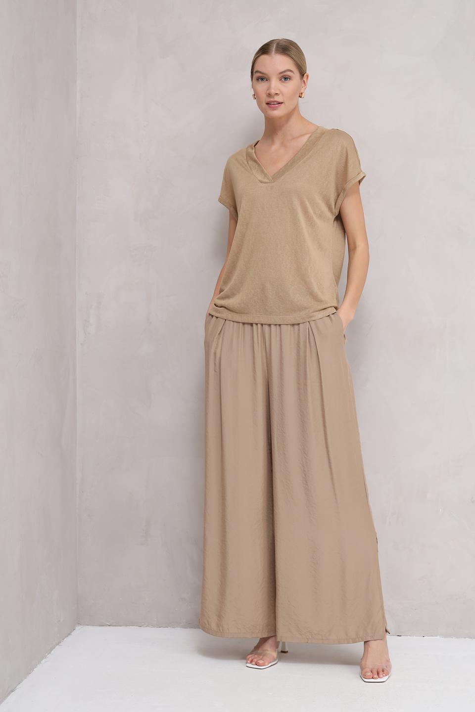 Брюки клёш Broadway бежевые