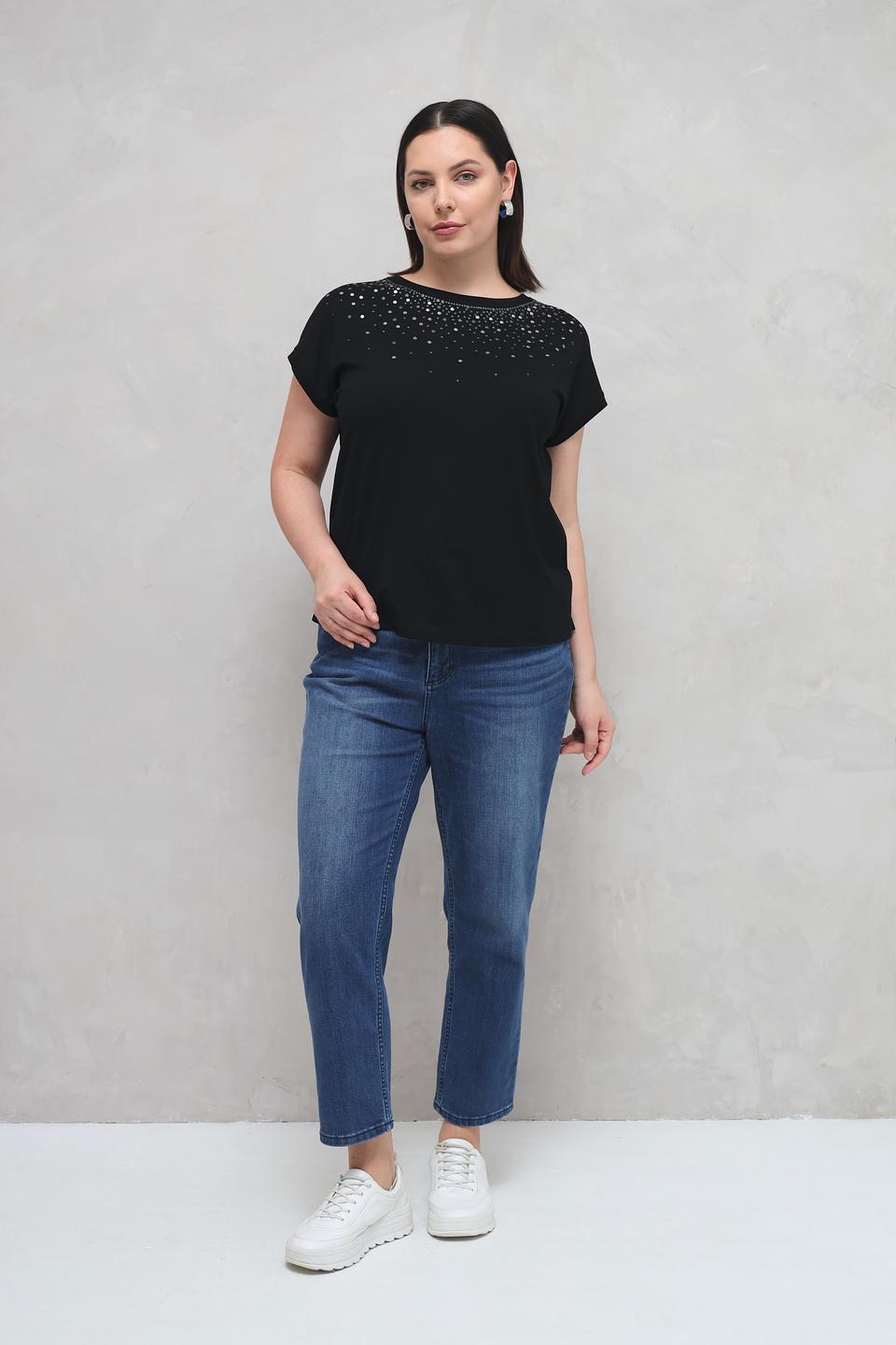 Футболка Via Appia с камнями черная