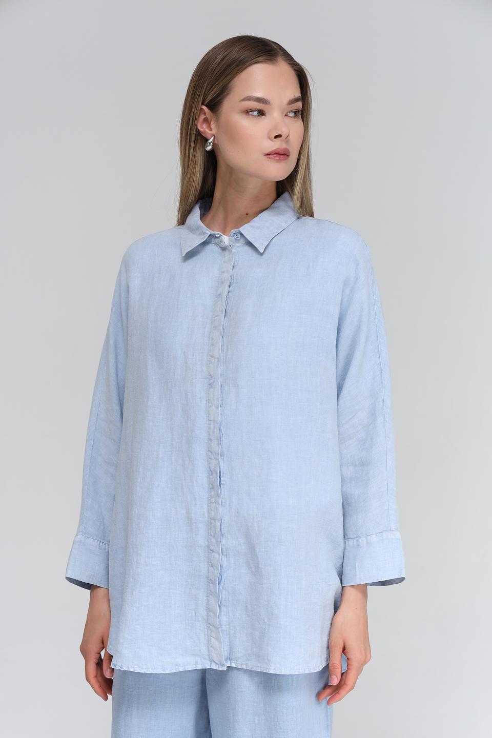 Блуза Oui из льна голубого цвета