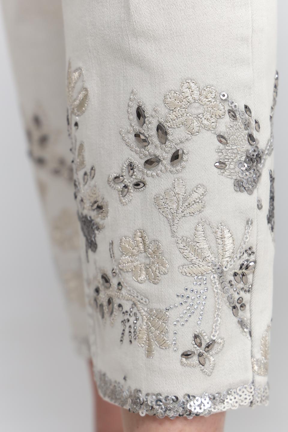 Брюки Monari с вышивкой бежевые