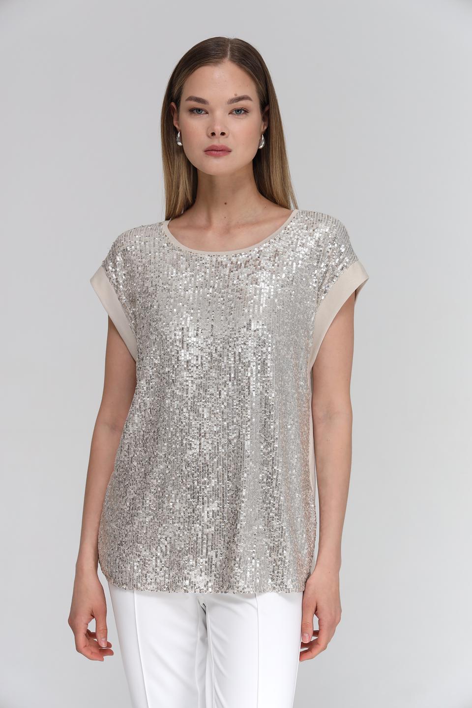 Топ You Just White с пайетками серебристый