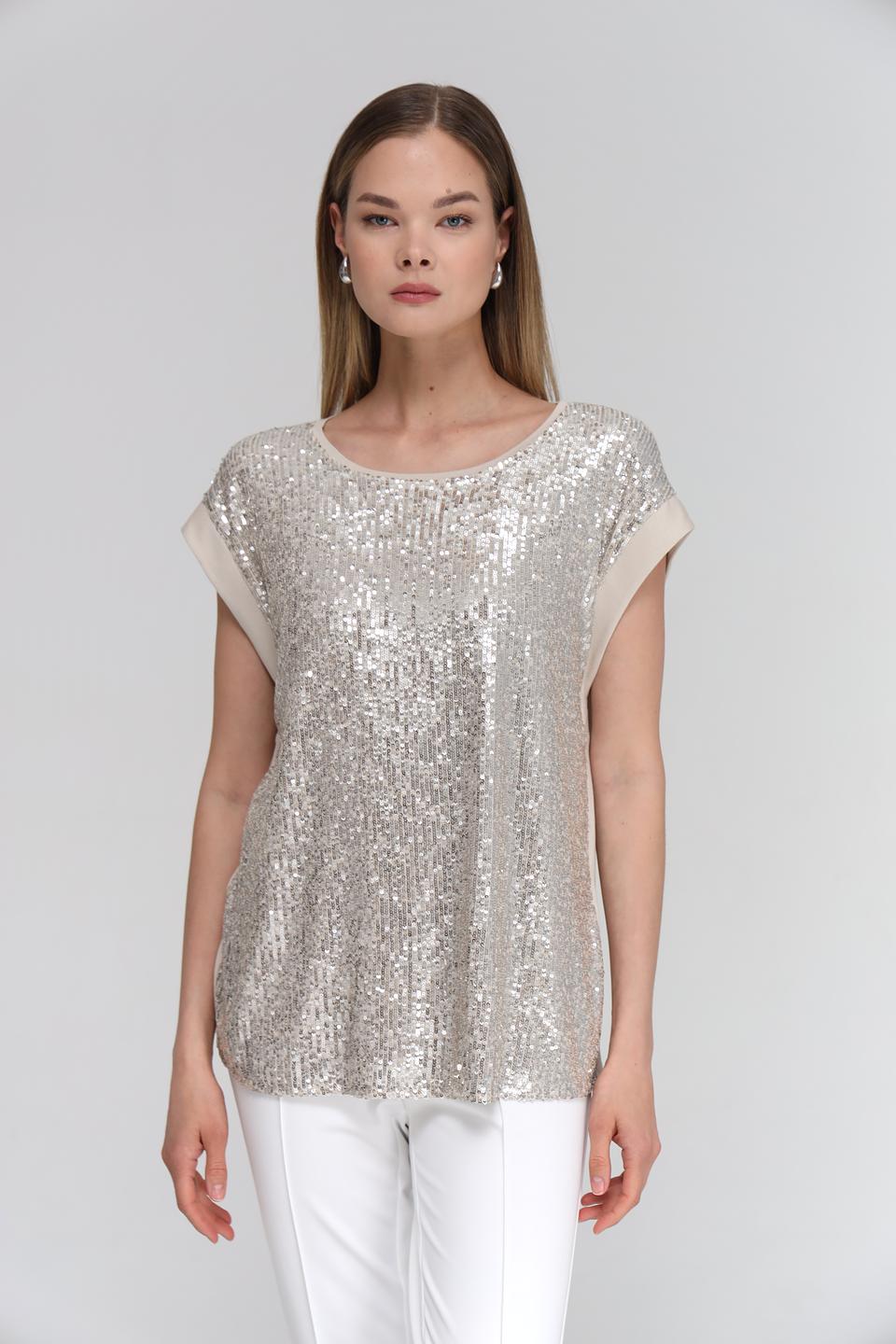 Топ You Just White с пайетками серебристый