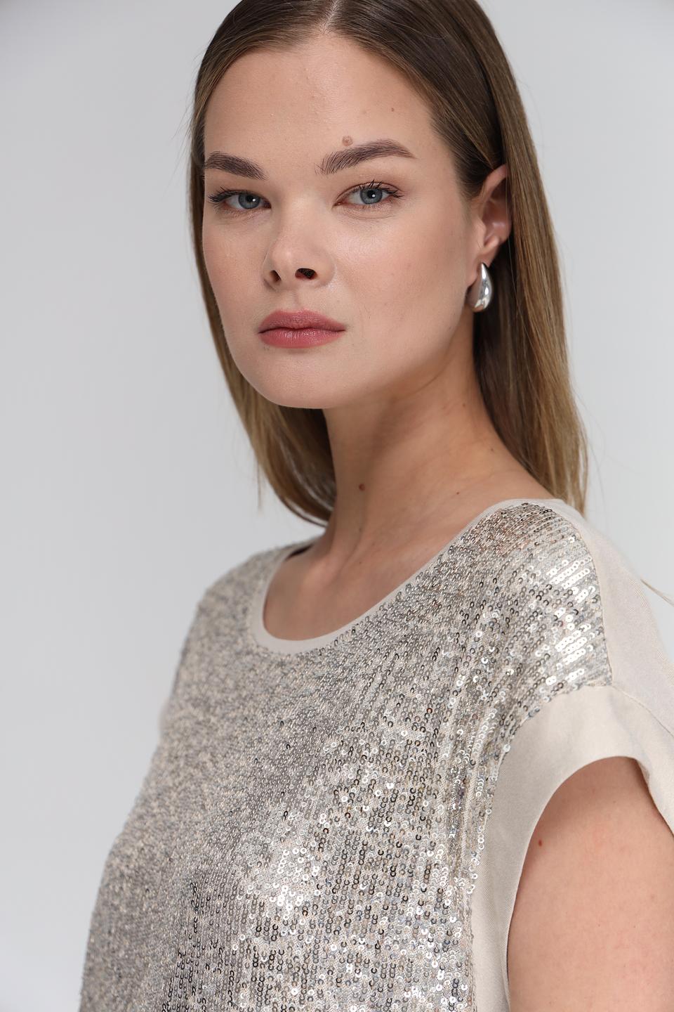 Топ You Just White с пайетками серебристый