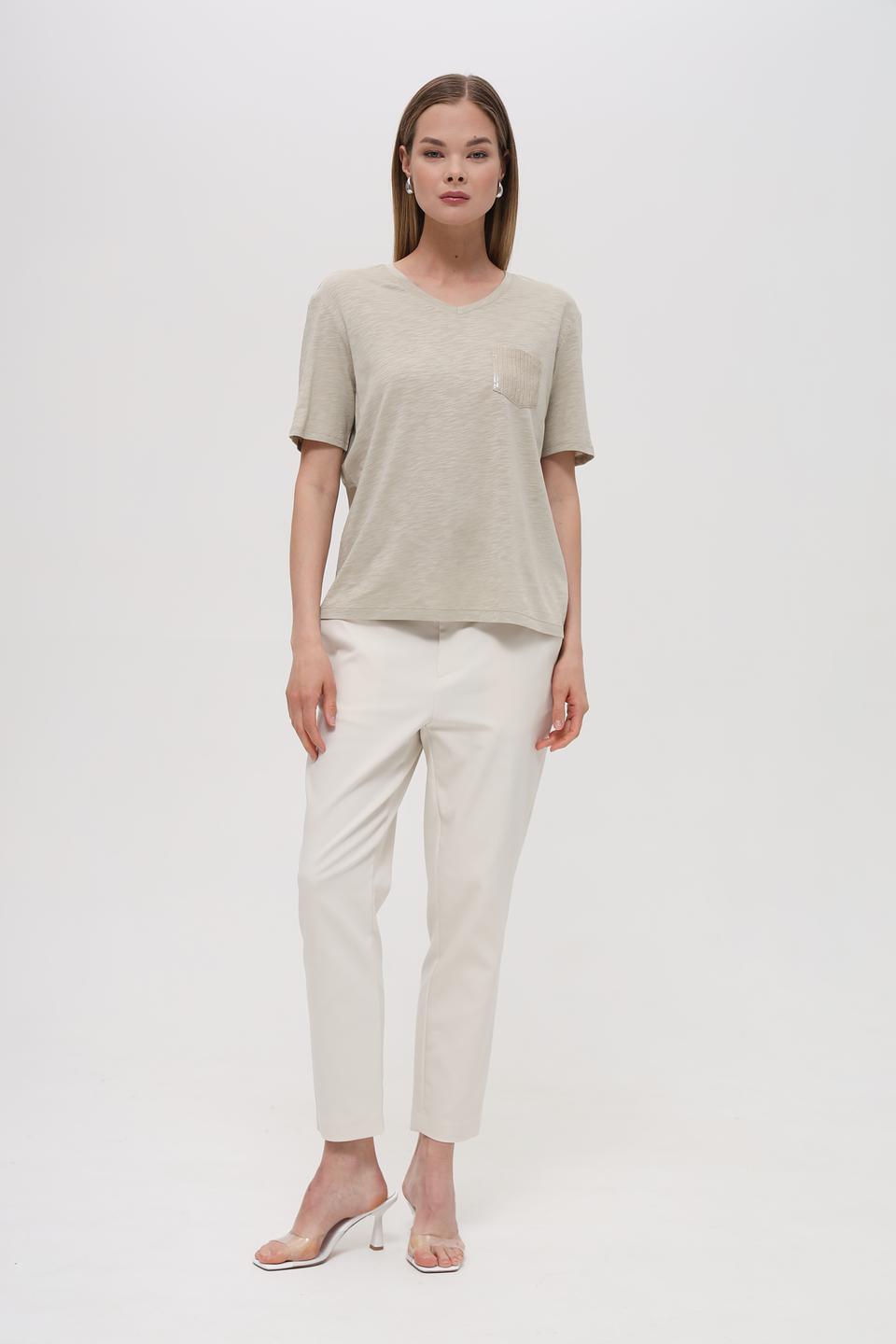 Блуза Lecomte с карманом бежевая