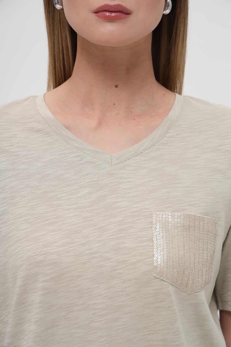 Блуза Lecomte с карманом бежевая