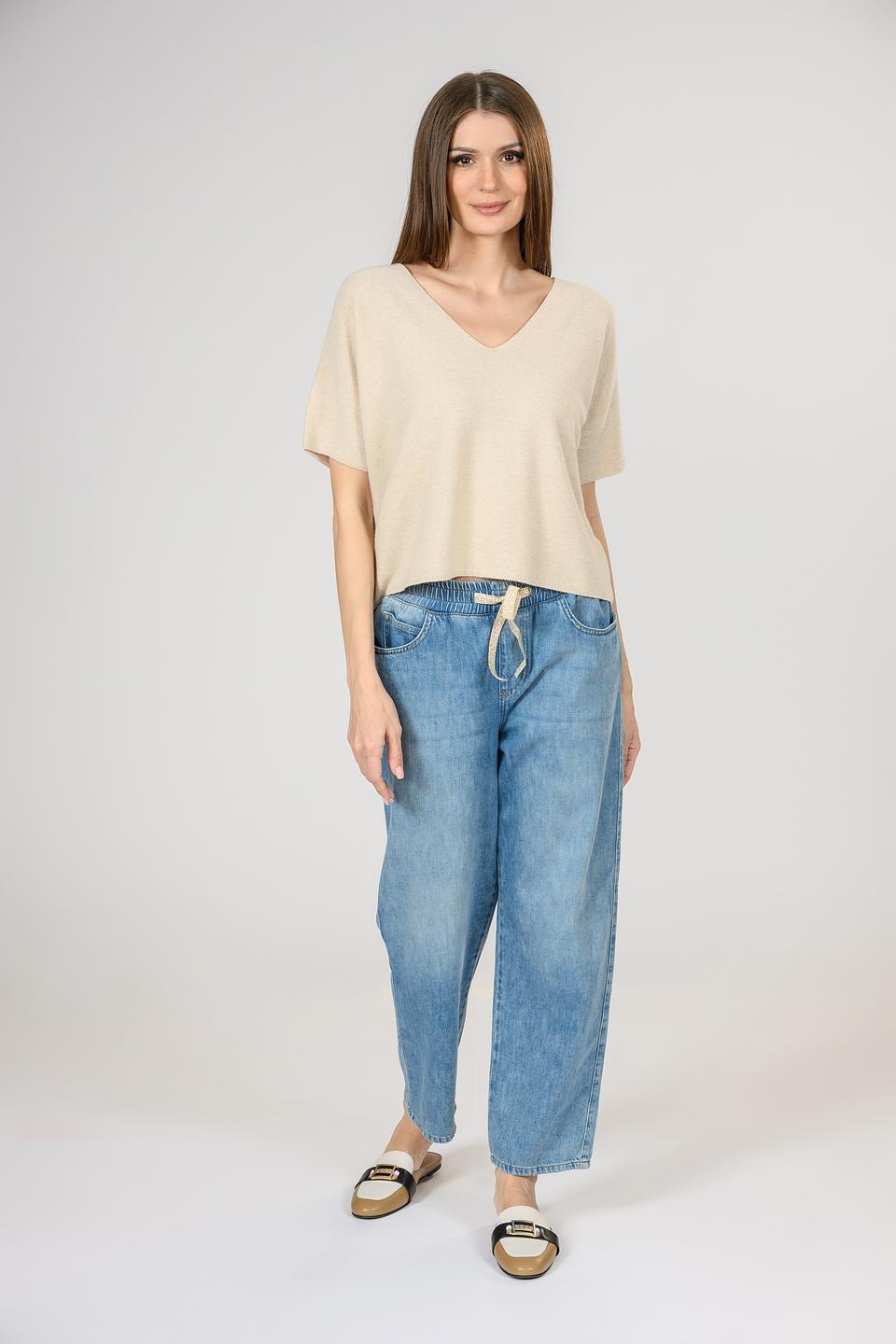 Пуловер Rich and Royal бежевый V-образный