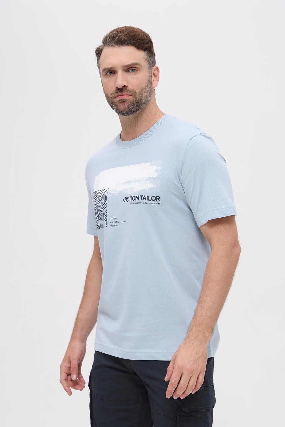 Футболка Tom Tailor голубая с принтом