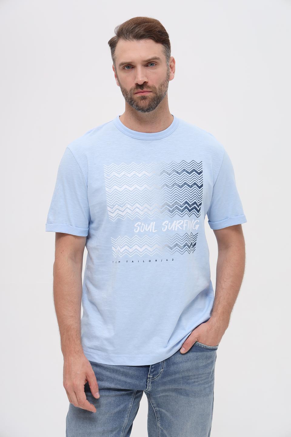 Футболка Tom Tailor голубая с принтом