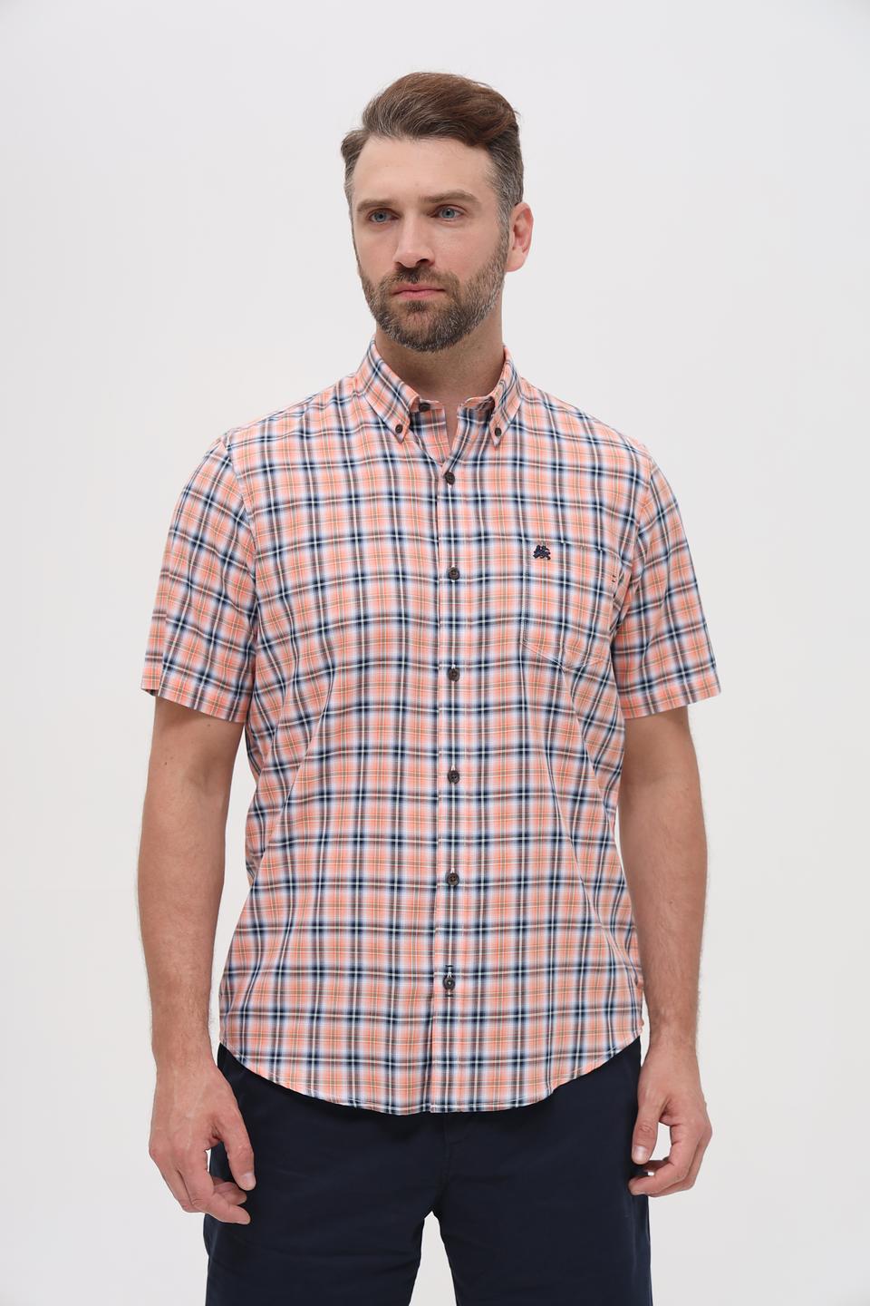 Рубашка кр Lerros клетка оранжевый