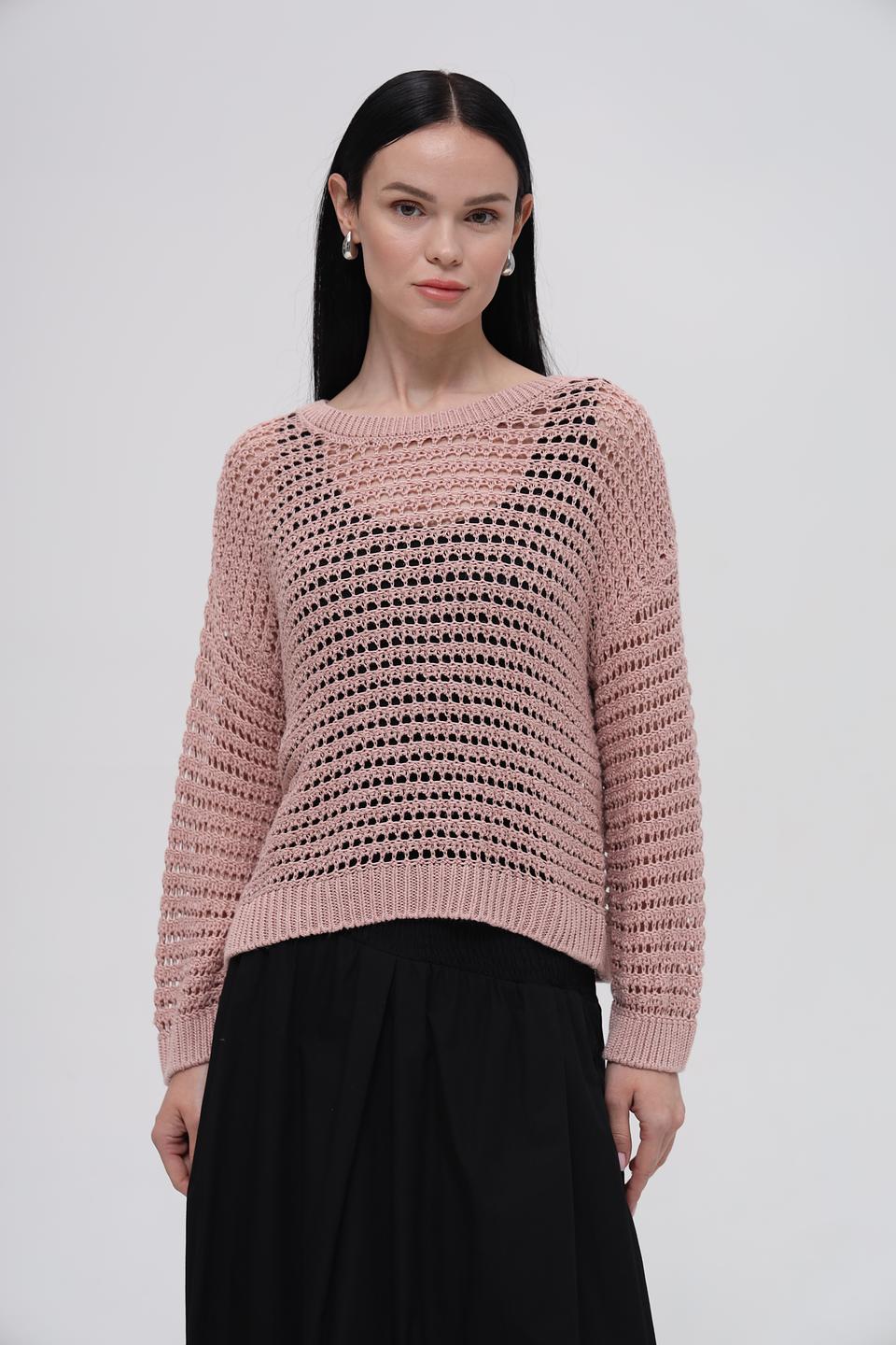 Пуловер More and More ажурный розовый