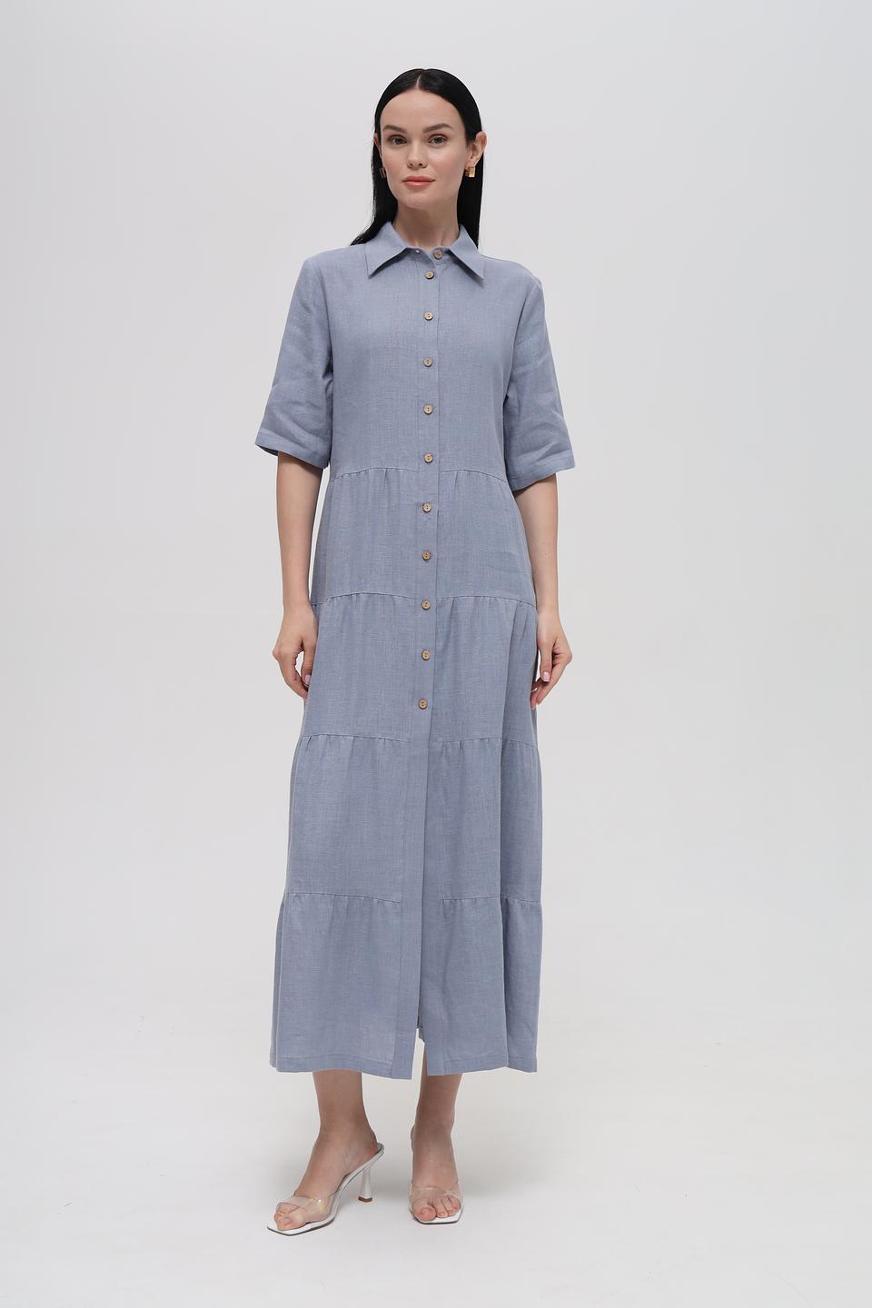 Платье Electra style льняное голубое