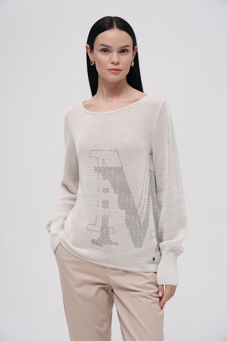 Пуловер Monari с ажурным узором бежевый