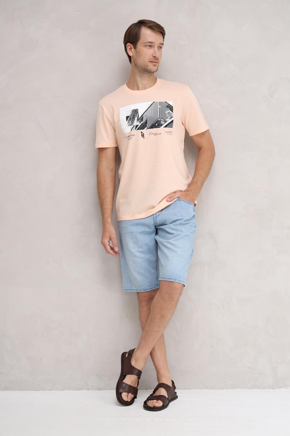 Футболка Tom Tailor персиковая с принтом