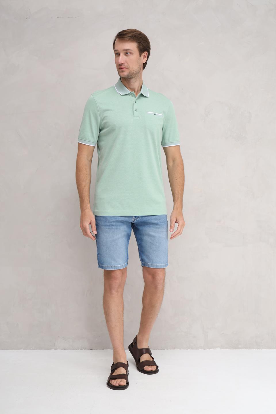 Поло Bugatti мятный с белой отделкой