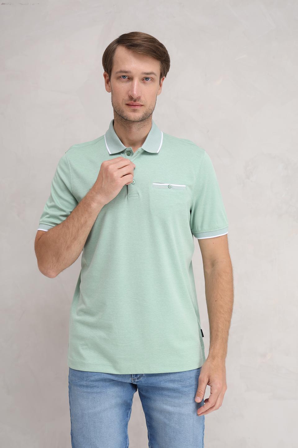 Поло Bugatti мятный с белой отделкой