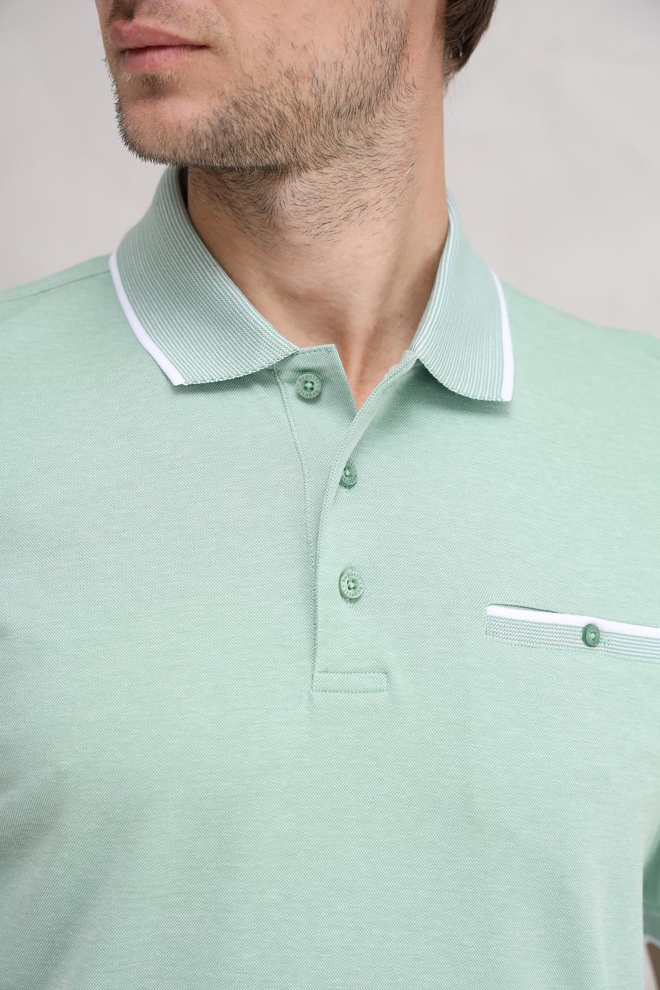 Поло Bugatti мятный с белой отделкой