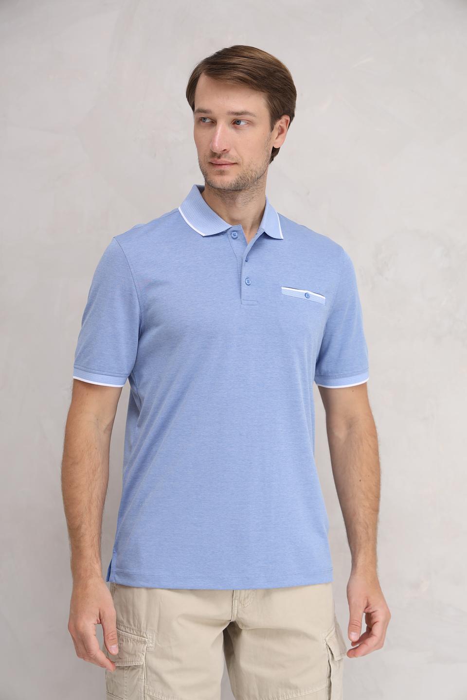 Поло Bugatti голубое с белым